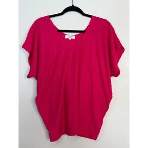 Kim & Cami‎ Los Angeles Hot Pink Swiss Dot Dolman Sleeve Top Blouse Large